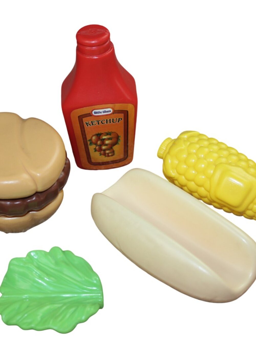 Little Tikes Vintage Play Food Lot Hamburger Ketchup Corn Pretend Kitchen Toys